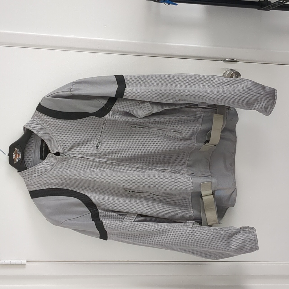Men's Gray Motorcycle Jacket size 46with elbow, shoulder,upper & lower back pads